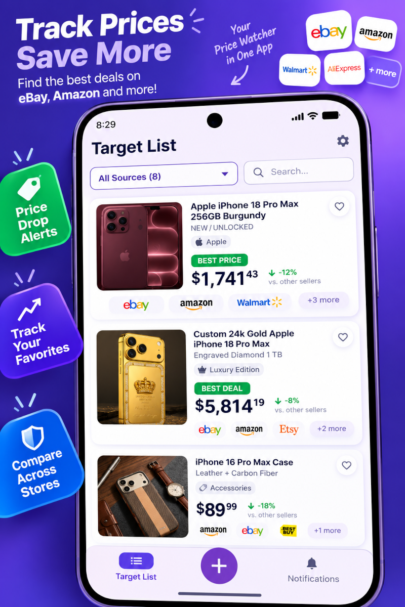 Price Recon app screen with buttons to visit the App Store and Google Play
